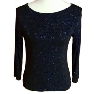 Vintage 90s sparkly black and blue  sexy shirt